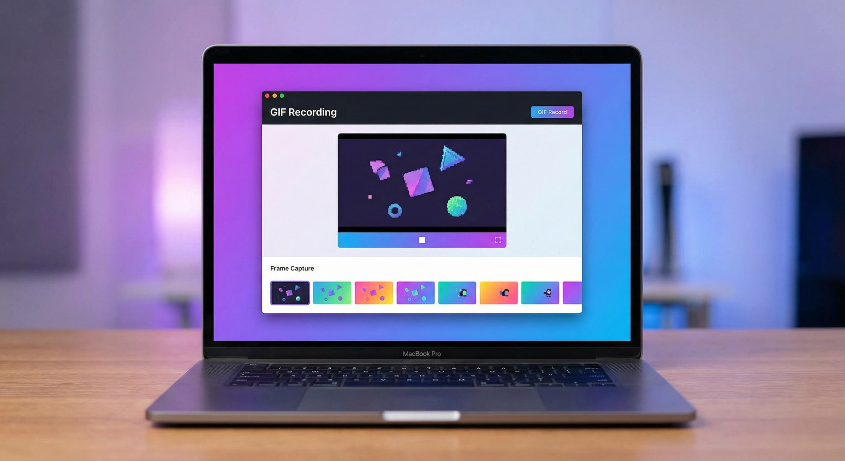 GIF recording interface showing frame capture workflow